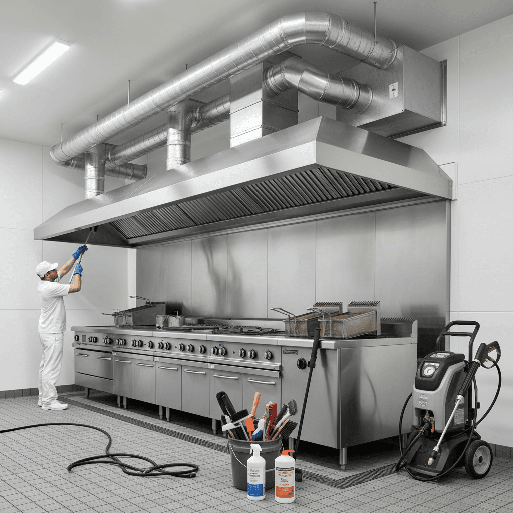 Commercial kitchen hood and exhaust system