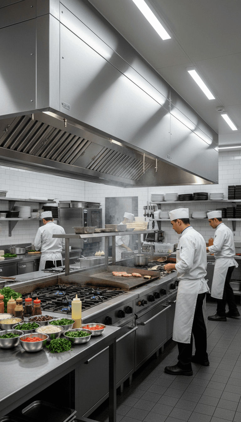 Commercial kitchen hood and exhaust system installation