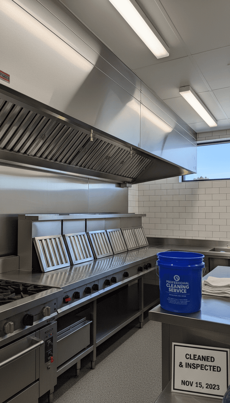 Spotless kitchen exhaust hood after Northern Hood and Exhaust cleaning