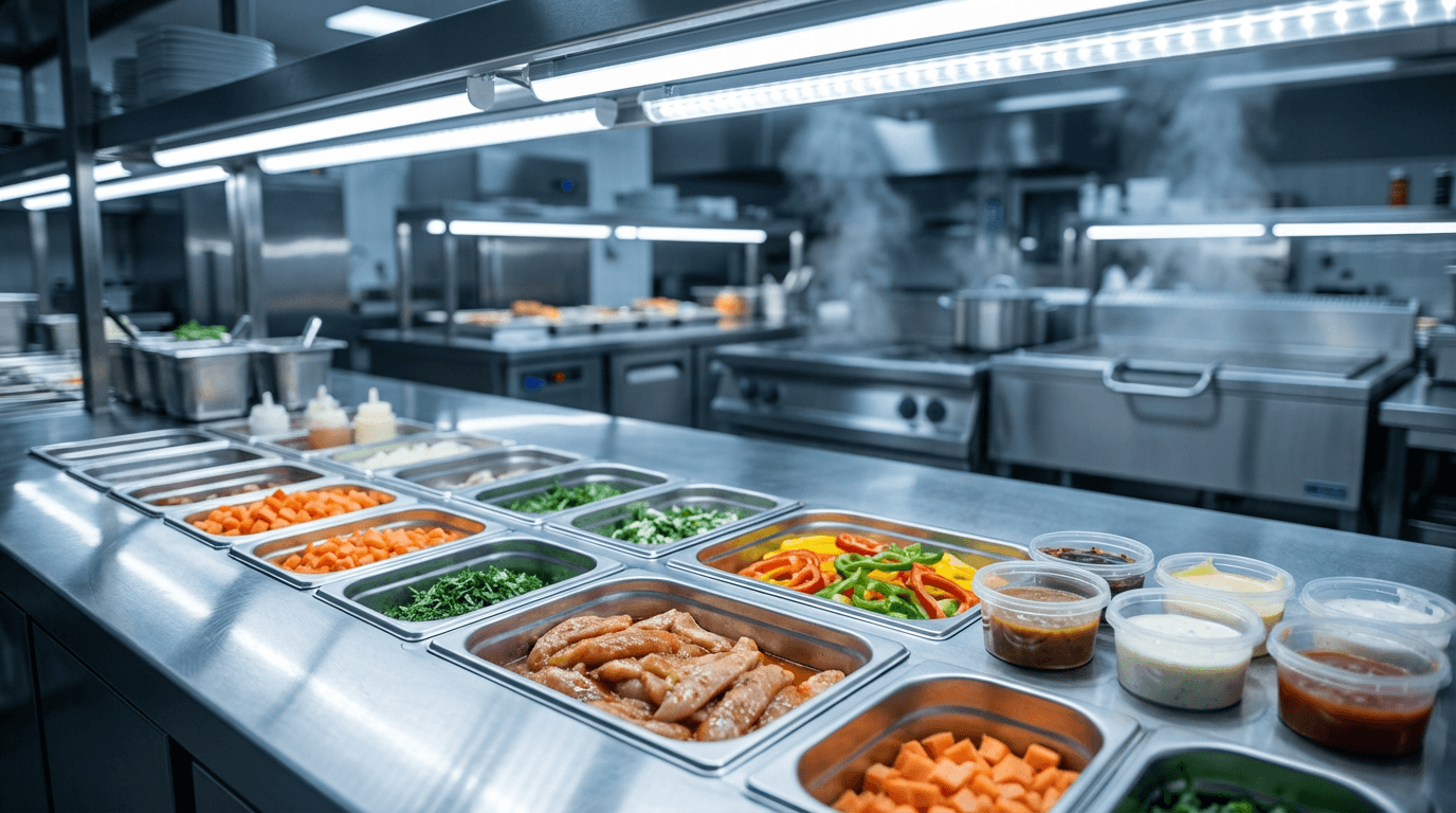 Restaurant manager standing in front of a professionally cleaned commercial kitchen hood system